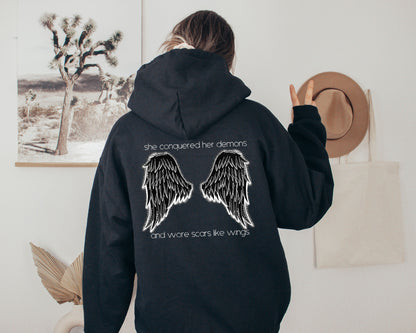 She Conquered Her Demons And Wore Scars Like Wings Zip Hoodie